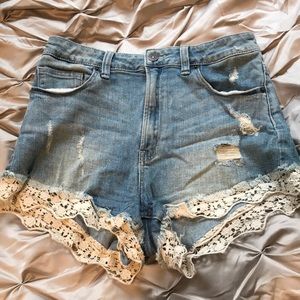 High waisted jean shorts